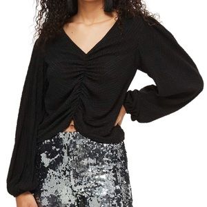 Topshop ruched front blouse sleeve top